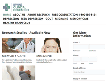 Tablet Screenshot of irvineclinical.com